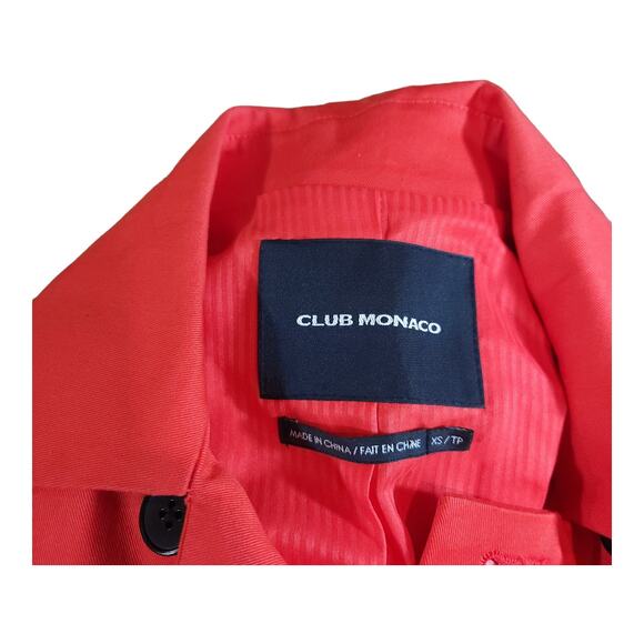 Club Monaco Red-Orange Double-breasted Lightweight Trench Coat Preppy Women's XS - Picture 5 of 5